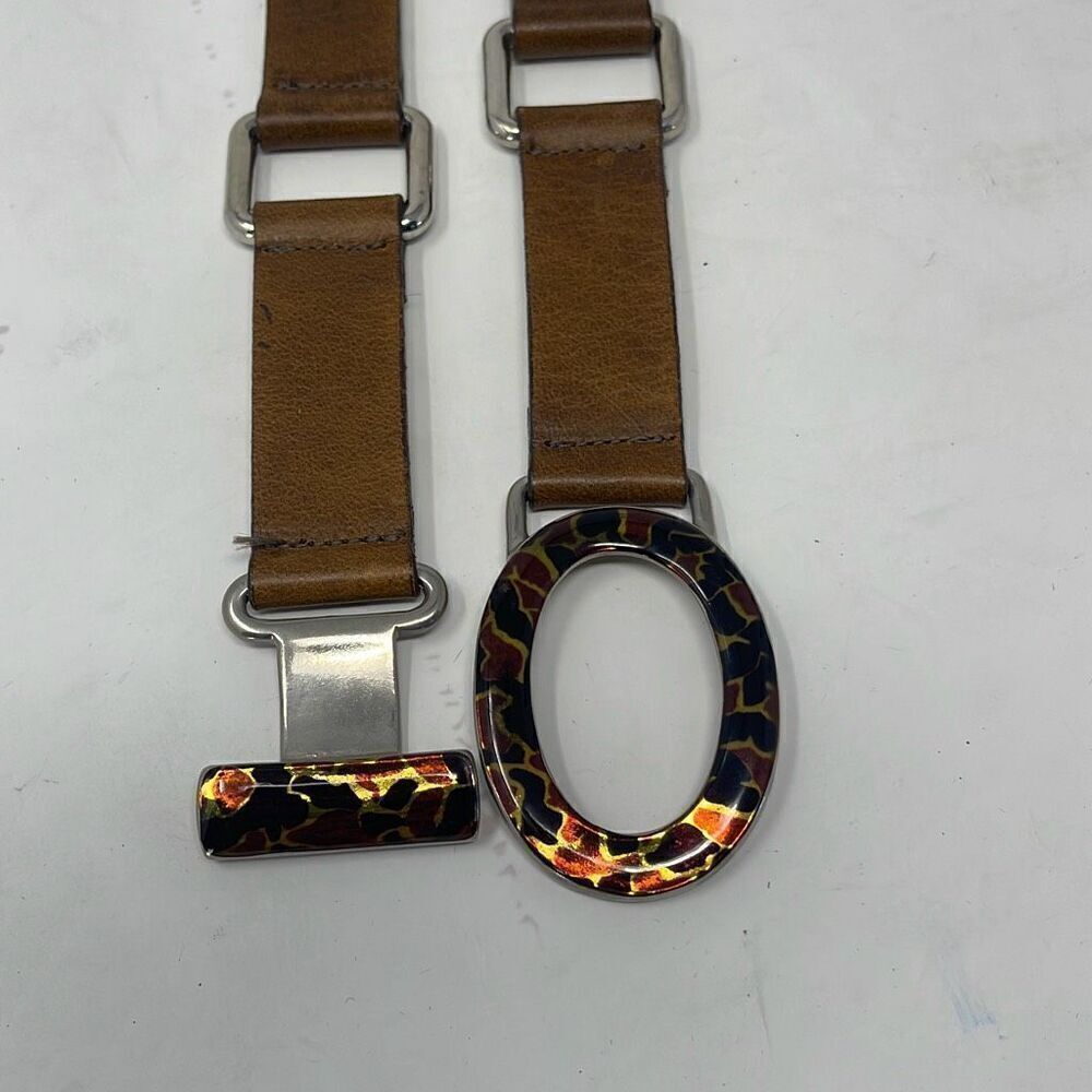 Noel Asmar Tan Brown Toggle Buckle Made In Italy Leather Waist Belt OS